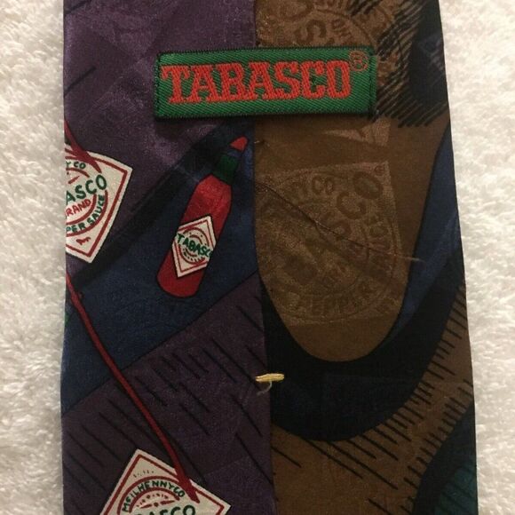 Tabasco Mens Necktie Tie Blue Purple Green Brown - Picture 4 of 4